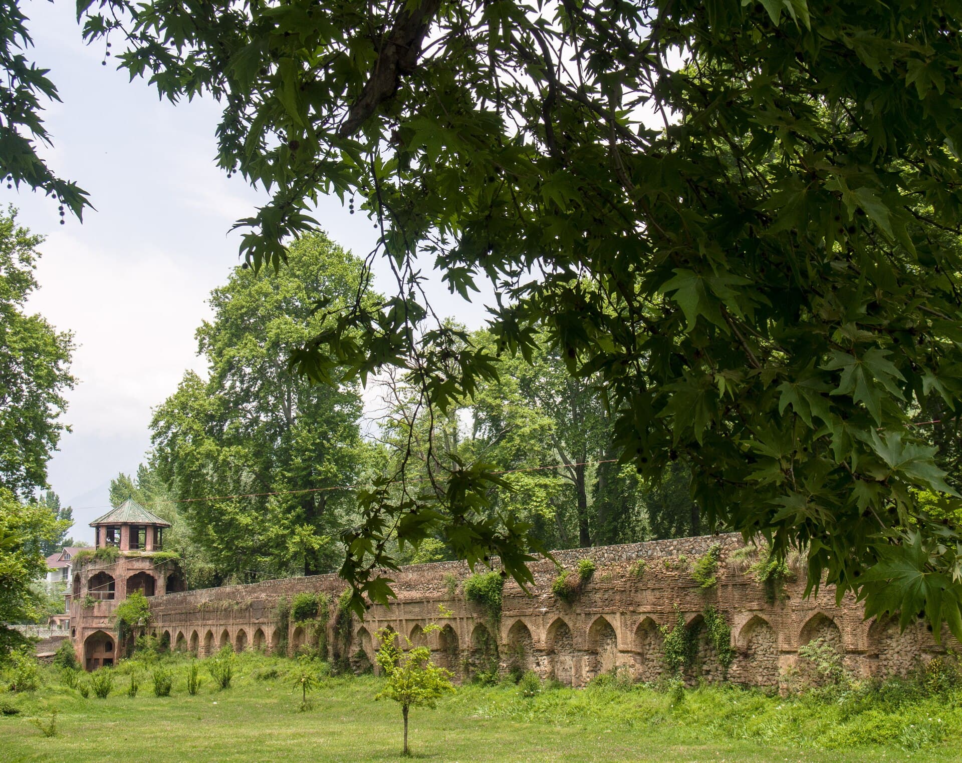Terraced facade of Nishat Bagh, a Mughal-era garden